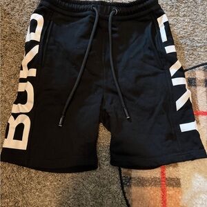 Burberry Black Athletic Shorts with White Lettering